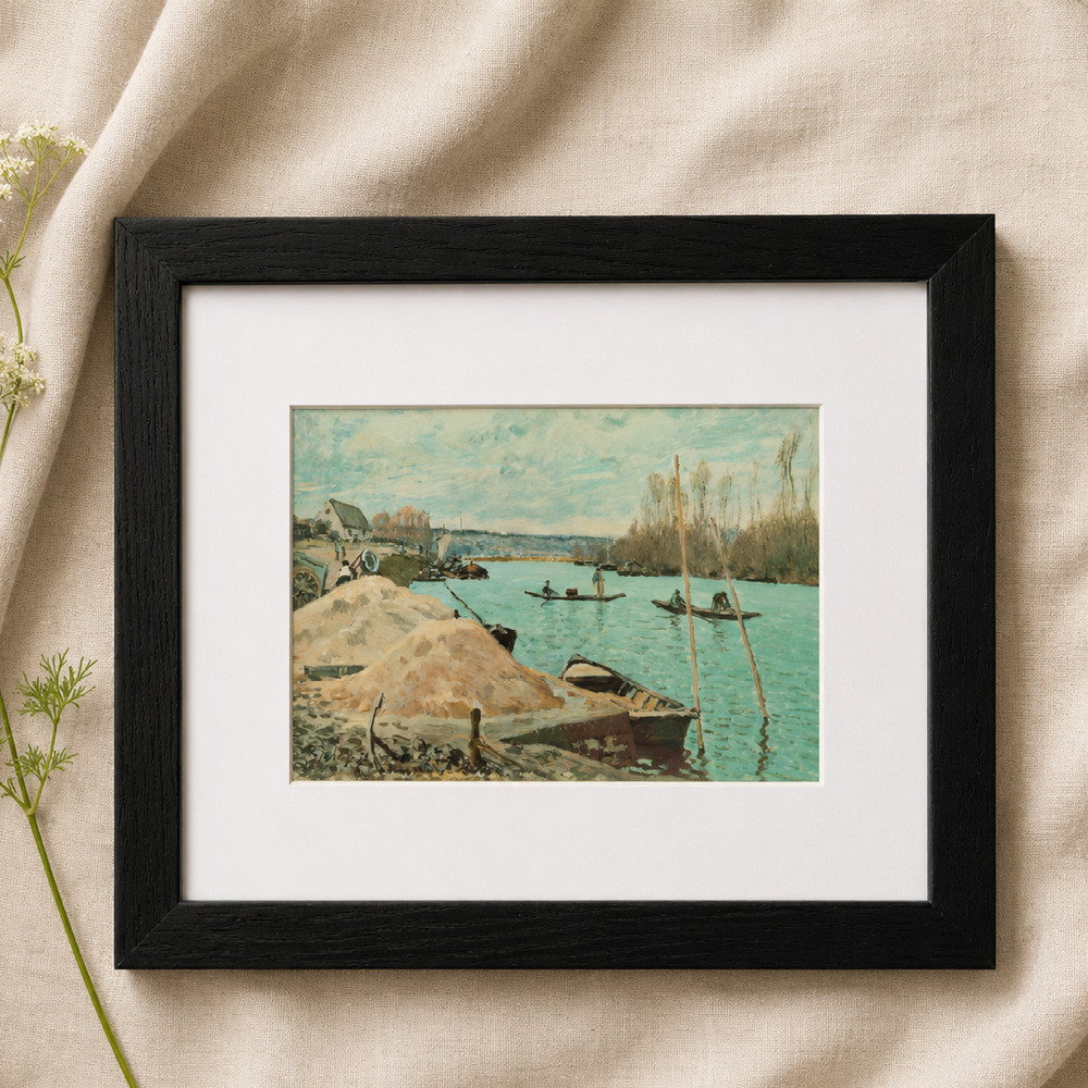 The Seine at Port-Marly, Piles of Sand by Sisley | Impressionist Framed Print